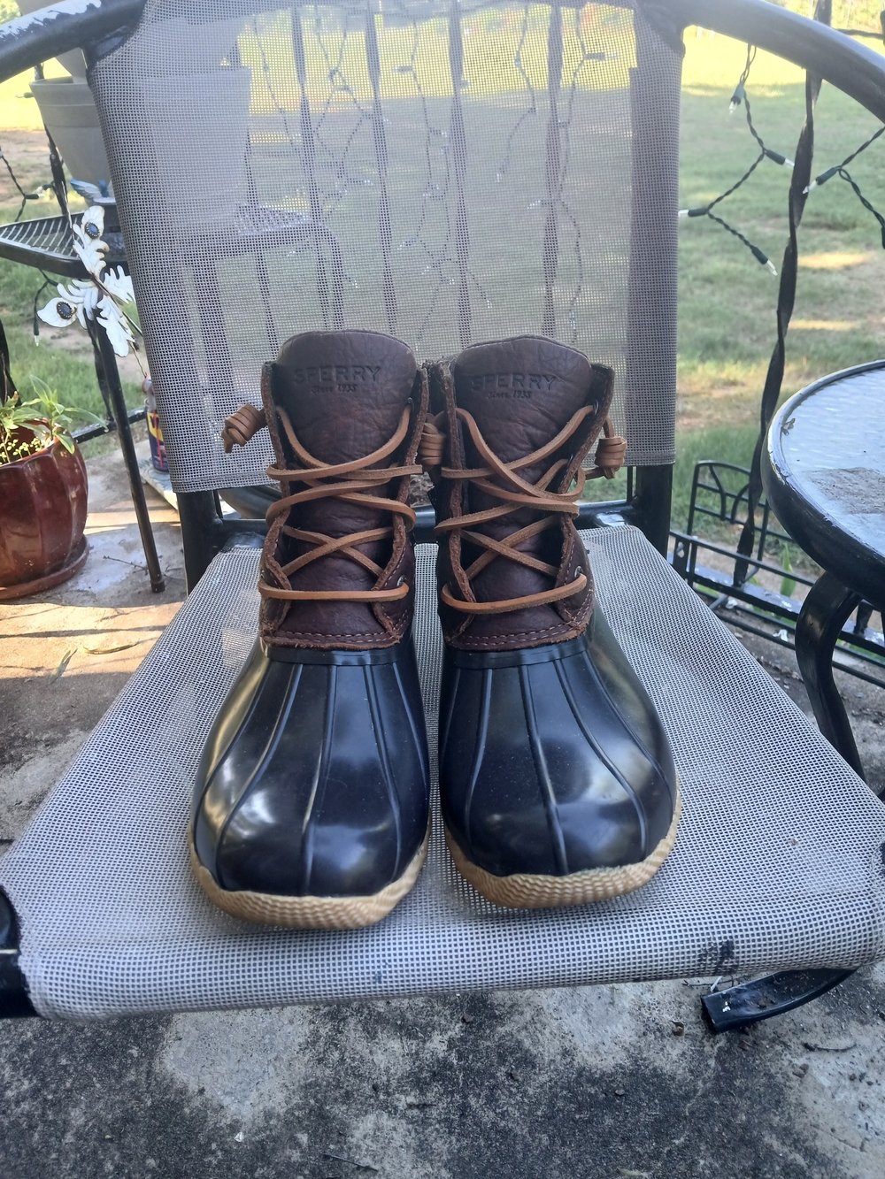 Sperry Duck Boots in Black & Brown